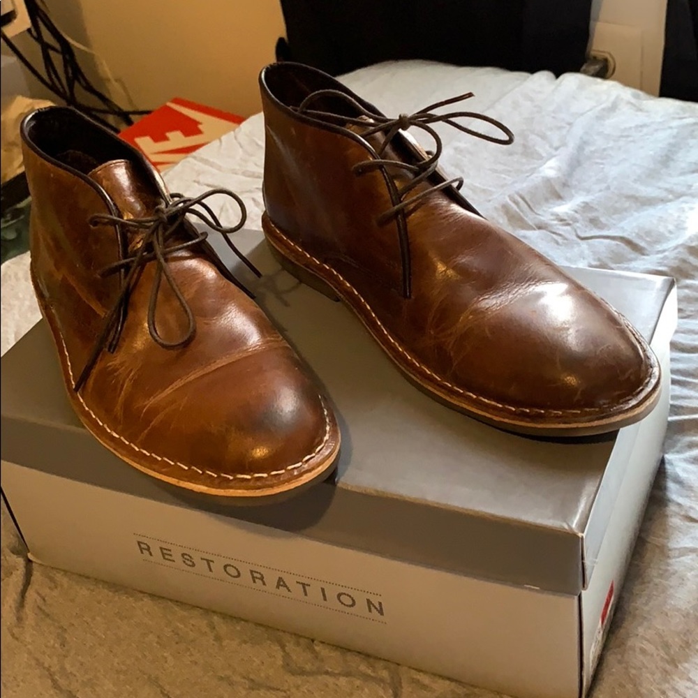 Brown leather chukka boots